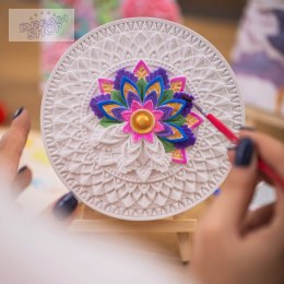 CANDELLANA Kolorowanka gipsowa obraz do malowania 3D mandala zestaw farby i pędzle