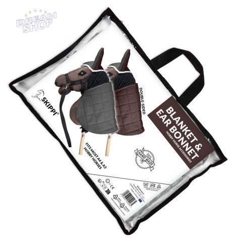 Derka dwustronna i nauszniki Skippi dla Hobby Horse - brązowa - szara Derka dwustronna i nauszniki Skippi dla Hobby Horse - brązowa - szara