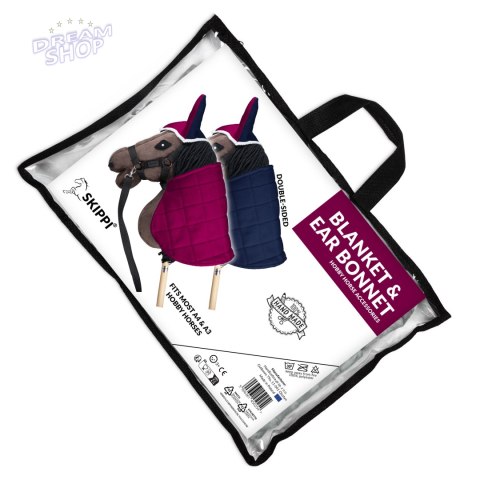 Derka dwustronna i nauszniki Skippi dla Hobby Horse - fuksja i granat Derka dwustronna i nauszniki Skippi dla Hobby Horse - fuksja i granat