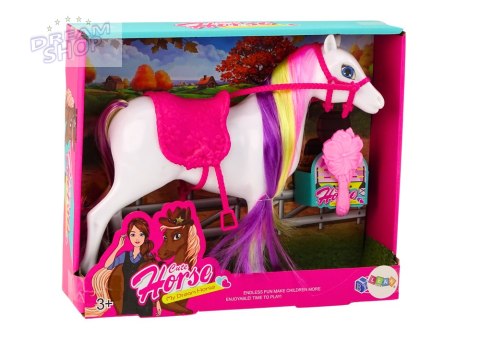 Figurka Konia Biały Koń Do Czesania Siodło Stajnia Farma Cute Horse