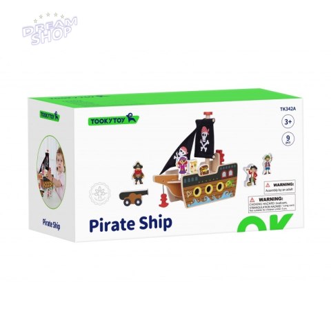 TOOKY TOY Statek Piracki Drewniany Figurki Zestaw TOOKY TOY Statek Piracki Drewniany Figurki Zestaw