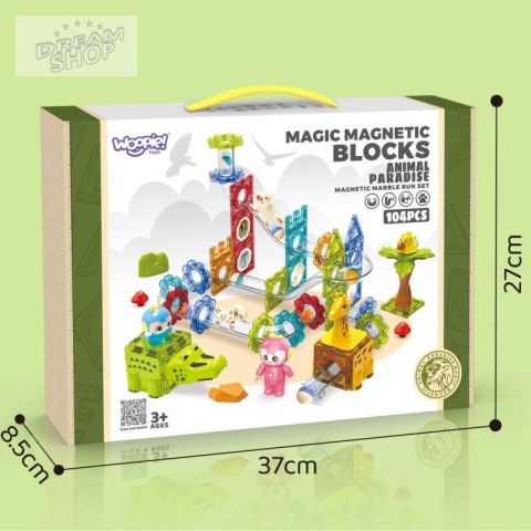 WOOPIE Klocki Magnetyczne Tor Kulkowy Zwierzęcy Raj 104 el. WOOPIE Klocki Magnetyczne Tor Kulkowy Zwierzęcy Raj 104 el.