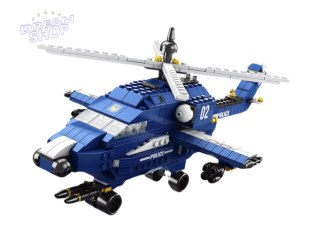 Helikopter Śmigłowiec Policyjny Klocki Konstrukcyjne 6w1 Niebieski 1000ele.