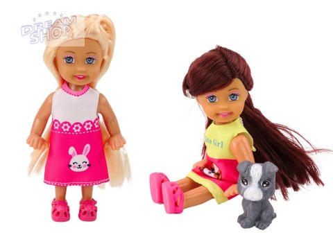Mini Laleczka Długie Włosy Sukienka Kolorowa Piesek Mini Laleczka Długie Włosy Sukienka Kolorowa Piesek