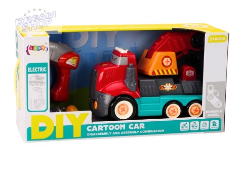 Ciężarówka Z Hakiem Kreskówkowa Do Rozkręcania DIY Czerwony Dźwig Ciężarówka Z Hakiem Kreskówkowa Do Rozkręcania DIY Czerwony Dźwig