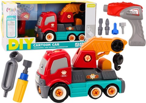 Ciężarówka Z Hakiem Kreskówkowa Do Skręcania DIY Pomarańczowy Dźwig Ciężarówka Z Hakiem Kreskówkowa Do Skręcania DIY Pomarańczowy Dźwig
