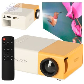 Mini projektor rzutnik przenośny dla dzieci LED TFT LCD 1920x1080 24-60" USB HDMI 12V pomarańczowo-biały