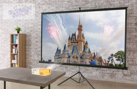 Mini projektor rzutnik przenośny dla dzieci LED TFT LCD 1920x1080 24-60" USB HDMI 12V pomarańczowo-biały Mini projektor rzutnik przenośny dla dzieci LED TFT LCD 1920x1080 24-60" USB HDMI 12V pomarańczowo-biały