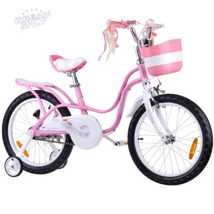 RoyalBaby uroczy Rower 18" Little Swan dla dziewczynki z koszykiem RB18-18