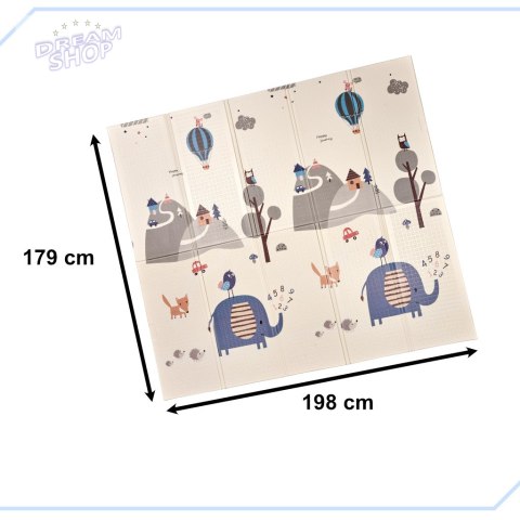 Mata edukacyjna piankowa dwustronna składana słonie las 180 x 200 cm