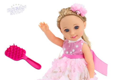 Lalka Różowa Sukienka Długie Włosy Spinka Szczotka 38cm Lalka Różowa Sukienka Długie Włosy Spinka Szczotka 38cm
