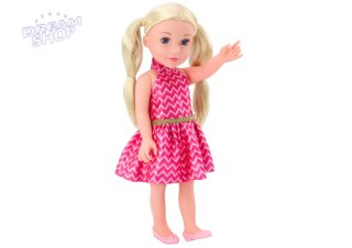 Lalka Różowa Sukienka Kucyki Blond Włosy Duża Laleczka 46cm