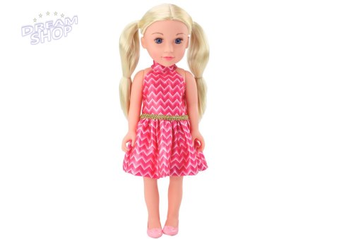 Lalka Różowa Sukienka Kucyki Blond Włosy Duża Laleczka 46cm