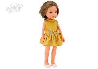 Lalka Żółta Sukienka Brązowe Włosy Duża Laleczka 33cm