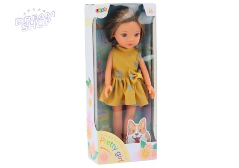Lalka Żółta Sukienka Brązowe Włosy Duża Laleczka 33cm