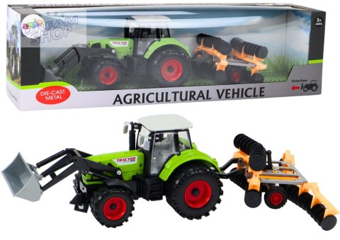 Traktor Rolniczy Koparka Z Broną Talerzową Napęd Zielony Traktor Rolniczy Koparka Z Broną Talerzową Napęd Zielony