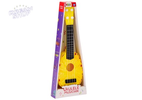 Ukulele Dla Dzieci Mini Gitara 4 Struny Motyw Ananasa Gitarka Żółta 15″ Ukulele Dla Dzieci Mini Gitara 4 Struny Motyw Ananasa Gitarka Żółta 15″