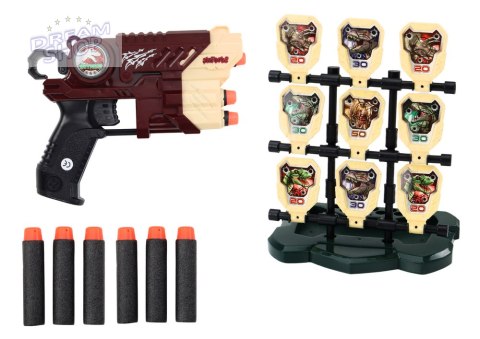 Zestaw Pistolet Z Tarczą Strzałki Piankowe Dinozaury Brązowy Zestaw Pistolet Z Tarczą Strzałki Piankowe Dinozaury Brązowy