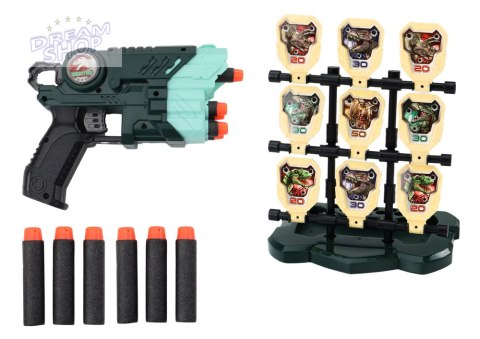 Zestaw Pistolet Z Tarczą Strzałki Piankowe Dinozaury Zielony Zestaw Pistolet Z Tarczą Strzałki Piankowe Dinozaury Zielony