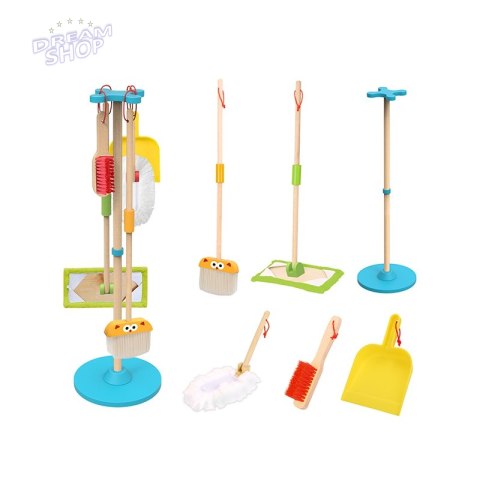 TOOKY TOY Drewniany Zestaw do Sprzątania dla Dzieci 6 el.