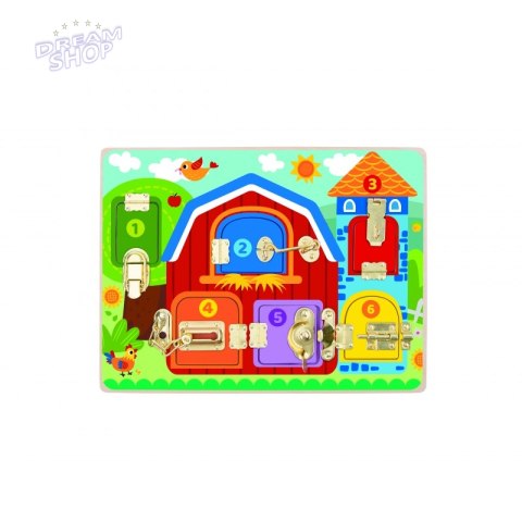 TOOKY TOY Tablica Manipulacyjna Zamki Obrazki Farma TOOKY TOY Tablica Manipulacyjna Zamki Obrazki Farma