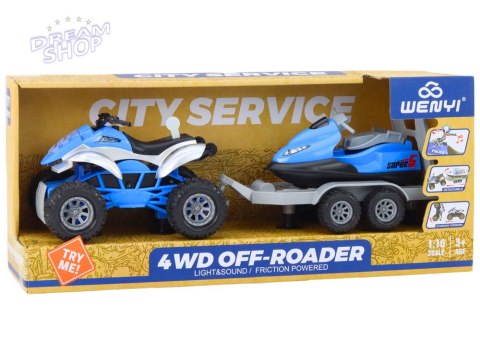 Quad z Przyczepą do przewozu Łodzi oraz Skuterem Wodnym