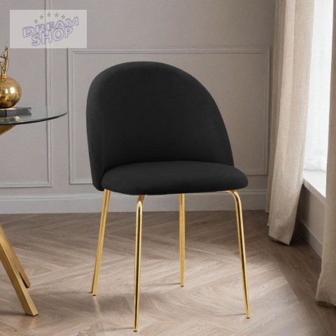 Krzesło aksamitne FARGO GOLD Velvet Czarne Krzesło aksamitne FARGO GOLD Velvet Czarne