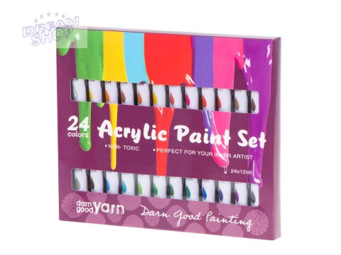 Farby akrylowe artystyczne wielokolorowe 24 tubki Farby akrylowe artystyczne wielokolorowe 24 tubki