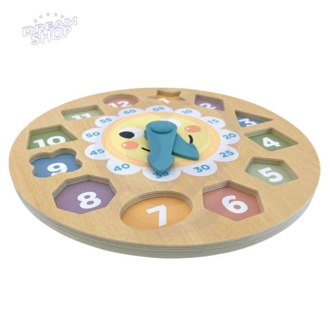 TOOKY TOY Zegar Drewniana Zabawka Edukacyjna Nauka Czasu Kształtów TOOKY TOY Zegar Drewniana Zabawka Edukacyjna Nauka Czasu Kształtów