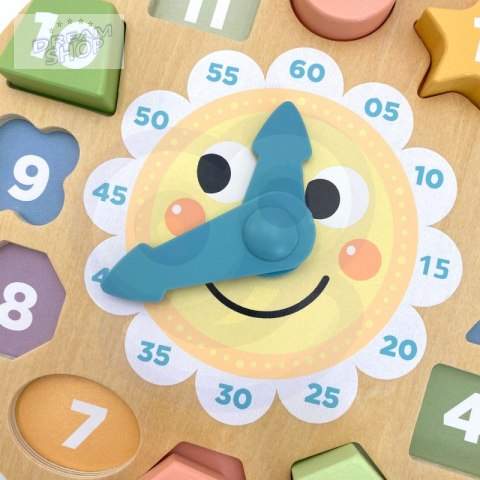 TOOKY TOY Zegar Drewniana Zabawka Edukacyjna Nauka Czasu Kształtów TOOKY TOY Zegar Drewniana Zabawka Edukacyjna Nauka Czasu Kształtów