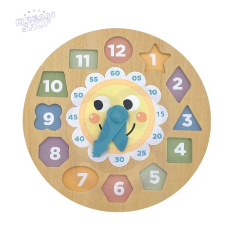 TOOKY TOY Zegar Drewniana Zabawka Edukacyjna Nauka Czasu Kształtów TOOKY TOY Zegar Drewniana Zabawka Edukacyjna Nauka Czasu Kształtów