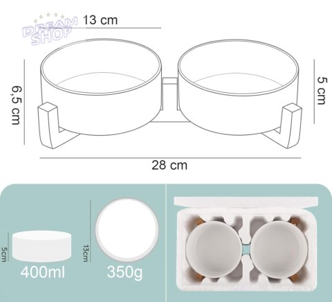 Ceramiczne miski dla psa 400ml 2x JAX białe Ceramiczne miski dla psa 400ml 2x JAX białe