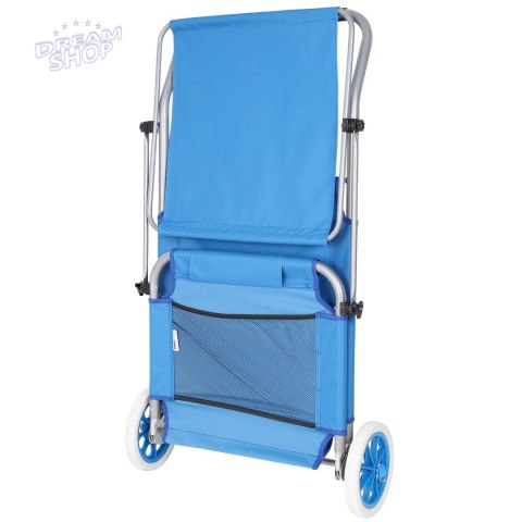 LEŻAK SKŁADANY PLAŻOWY Z DASZKIEM NA KÓŁKACH 116x62x62-90CM NIEBIESKI LEŻAK SKŁADANY PLAŻOWY Z DASZKIEM NA KÓŁKACH 116x62x62-90CM NIEBIESKI