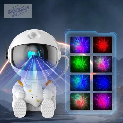 Lampa nocna projektor UNIVERSE astronauta biały
