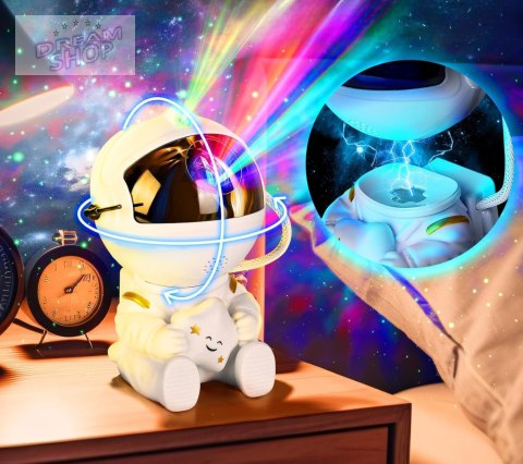 Lampa nocna projektor UNIVERSE astronauta biały