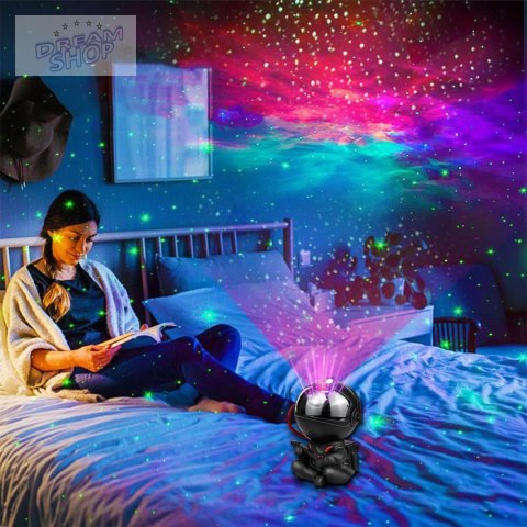 Lampa nocna projektor UNIVERSE astronauta czarny