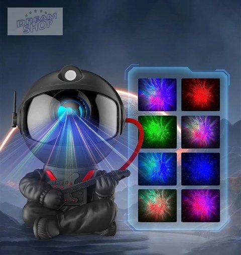 Lampa nocna projektor UNIVERSE astronauta czarny