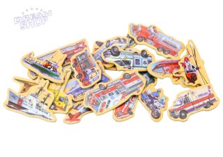 Zestaw Magnesy Drewniane Pojazdy Statki Samoloty 20 Sztuk