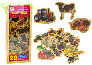 Zestaw Magnesy Drewniane Zwierzęta Domowe Maszyny Rolnicze 20 Sztuk