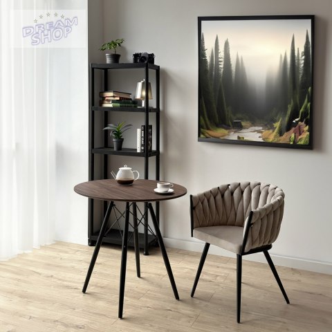 Krzesło plecione aksamitne ASTON Velvet Taupe Krzesło plecione aksamitne ASTON Velvet Taupe