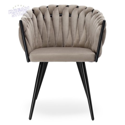 Krzesło plecione aksamitne ASTON Velvet Taupe Krzesło plecione aksamitne ASTON Velvet Taupe