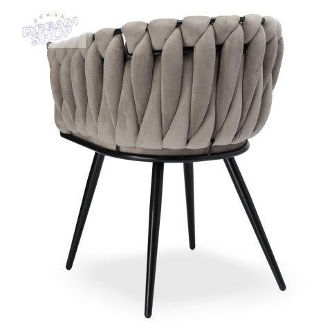 Krzesło plecione aksamitne ASTON Velvet Taupe Krzesło plecione aksamitne ASTON Velvet Taupe