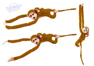 Maskotka Pluszowa Małpka z Dzieckiem Ciemno Brązowa 70 cm