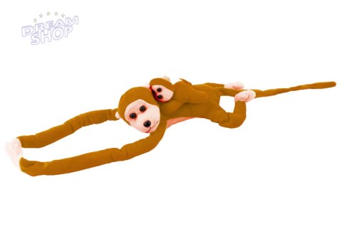 Maskotka Pluszowa Małpka z Dzieckiem Jasno Brązowa 70 cm