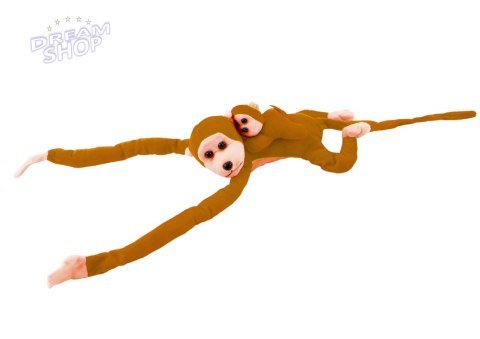 Maskotka Pluszowa Małpka z Dzieckiem Jasno Brązowa 70 cm