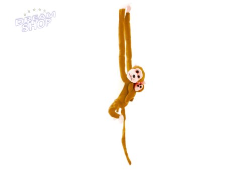 Maskotka Pluszowa Małpka z Dzieckiem Jasno Brązowa 70 cm