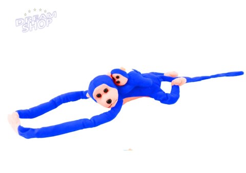 Maskotka Pluszowa Małpka z Dzieckiem Niebieska 70 cm