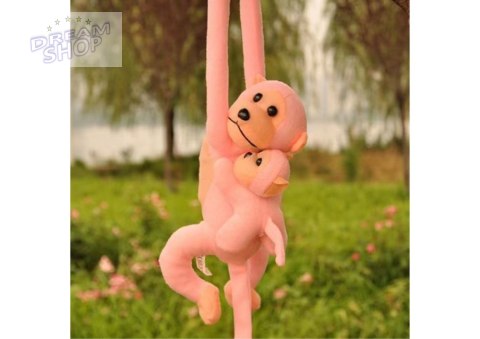 Maskotka Pluszowa Małpka z Dzieckiem Różowa 70 cm