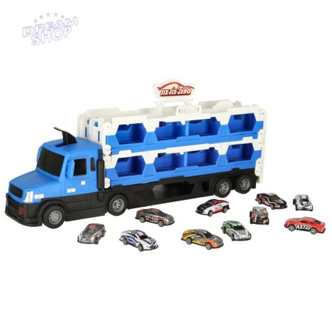TIR Laweta samochód transporter pojazd składany XXL 10 autek niebieski TIR Laweta samochód transporter pojazd składany XXL 10 autek niebieski