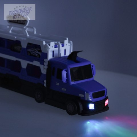 TIR Laweta samochód transporter pojazd składany XXL 10 autek niebieski TIR Laweta samochód transporter pojazd składany XXL 10 autek niebieski